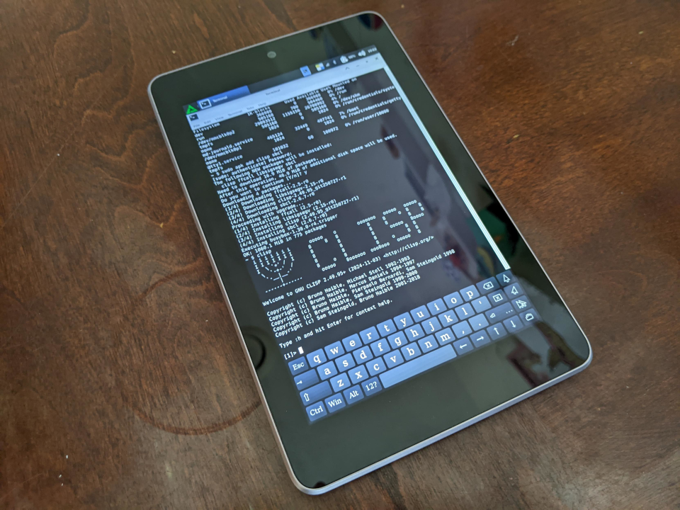 Nexus 7 tablet running clisp